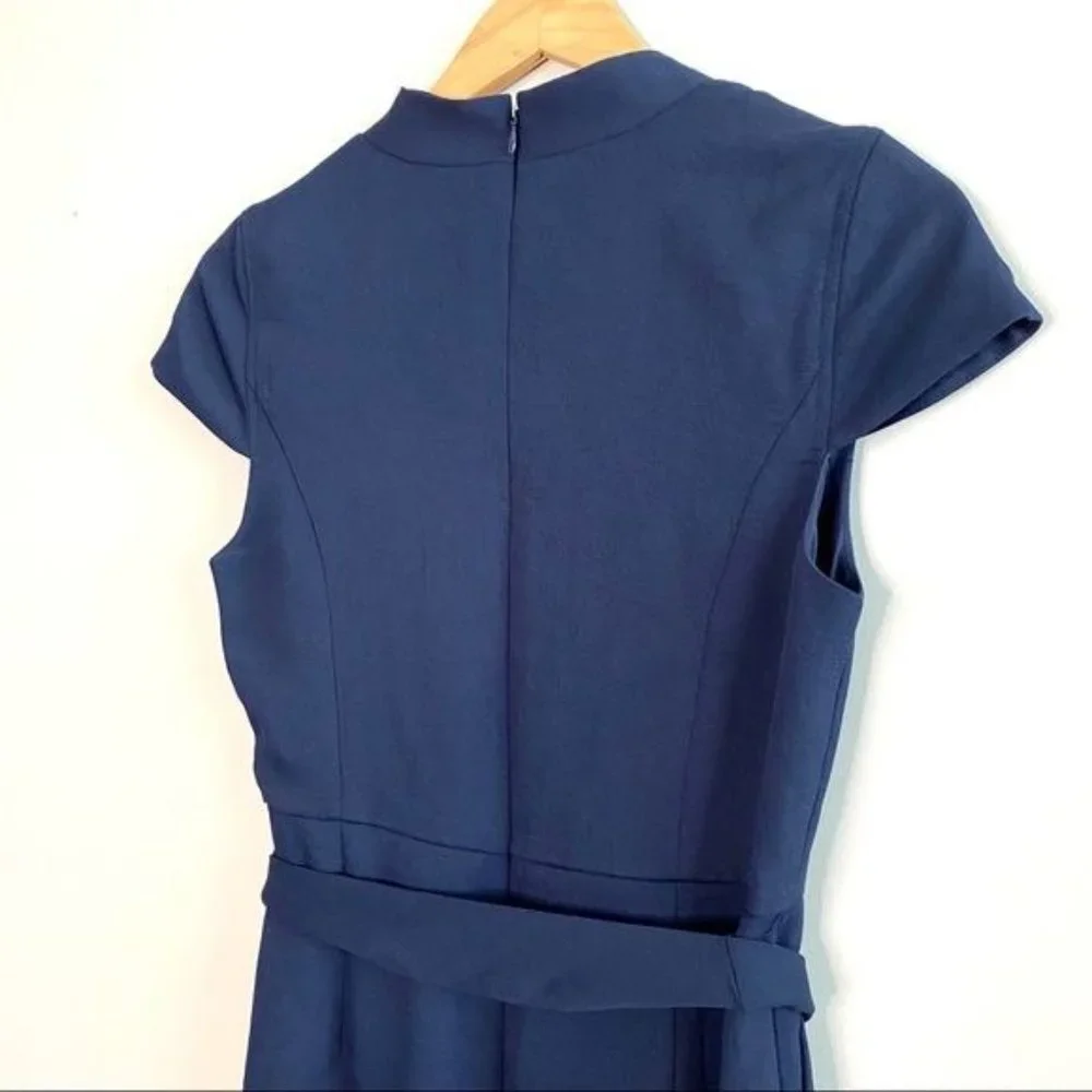J. Crew Navy Wrap Sheath Midi Dress